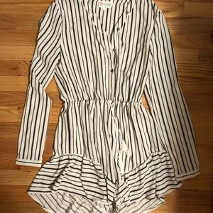 Long Sleeve Pinstripe Romper